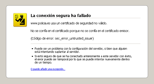 Problema con el certificado de seguridad de policia.es