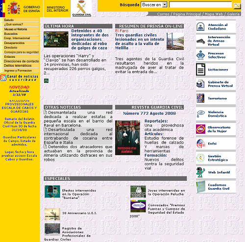 Web de la Guardia Civil