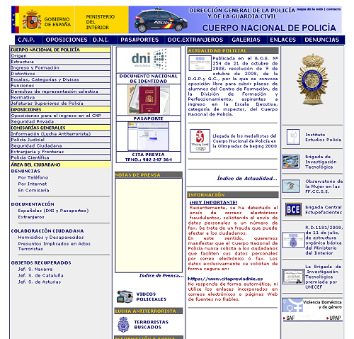 Web de la Policía Nacional